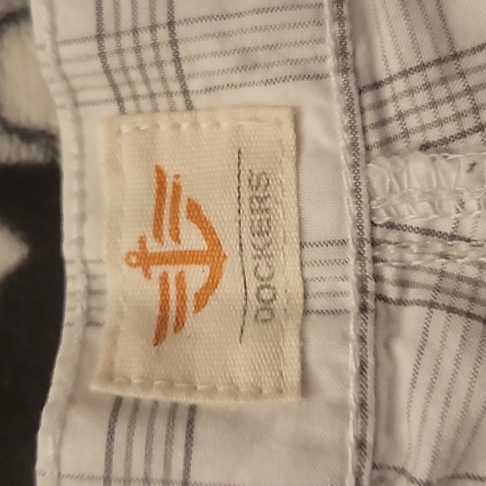 Dockers men's cargo shorts size 40 cream with brown plaid strips - Picture 4 of 6